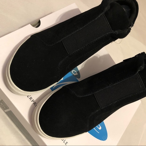NIB Aqua College Glady Black Suede Waterproof Flatform Wedge Sneaker Size 8.5 - Picture 2 of 12